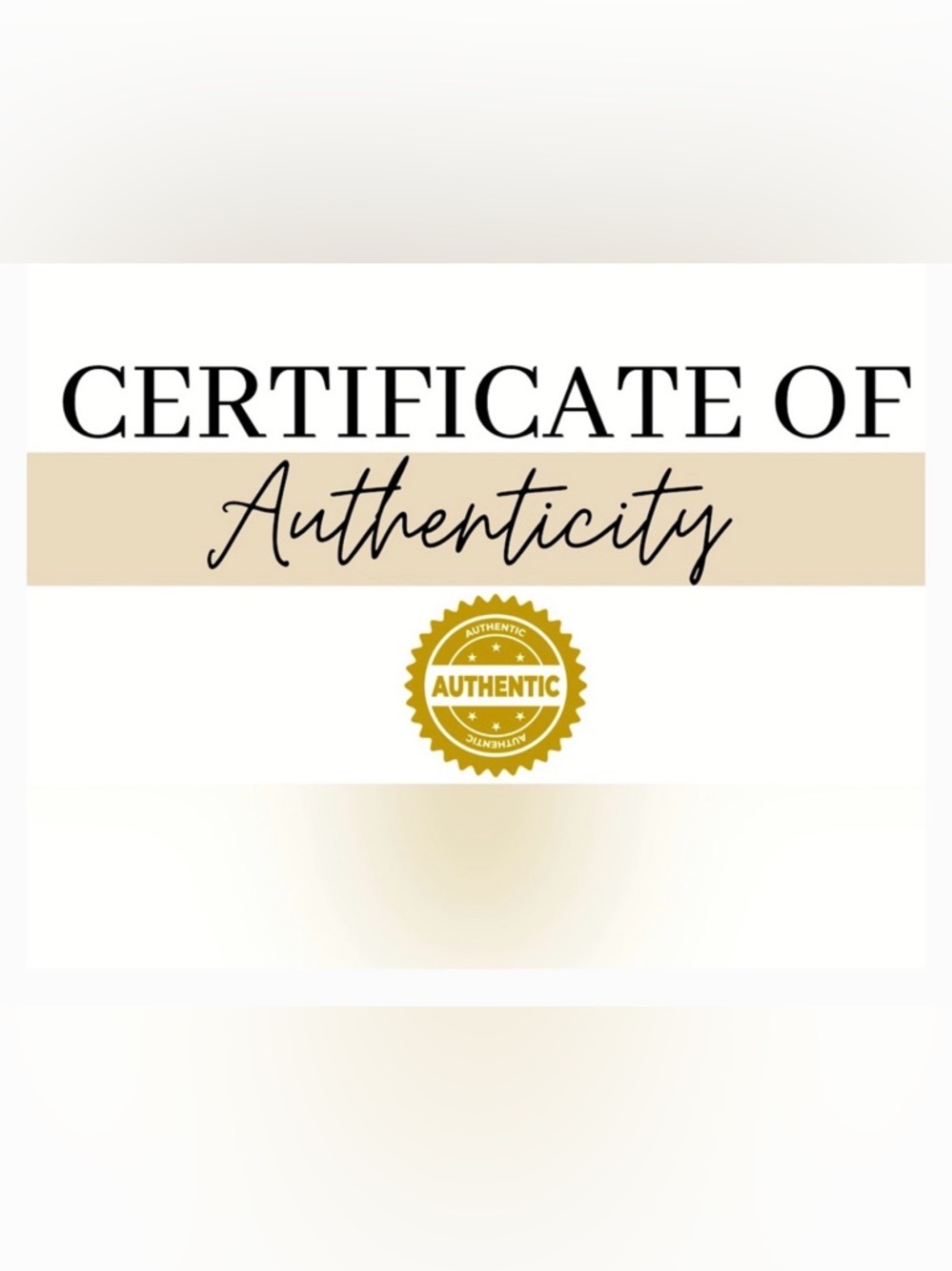 Authenticity Certificate Graphic with Gold Seal
